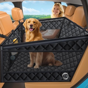 URPOWER Hard Bottom Dog Car Seat for Large Medium Dogs, Dog Back Seat Extender with 3-Sided Hard Boards, Waterproof Pet Backseat Cover Dogs Hammock for Large Cars, Trucks and SUVs, Holds up to 200 lbs(Black)