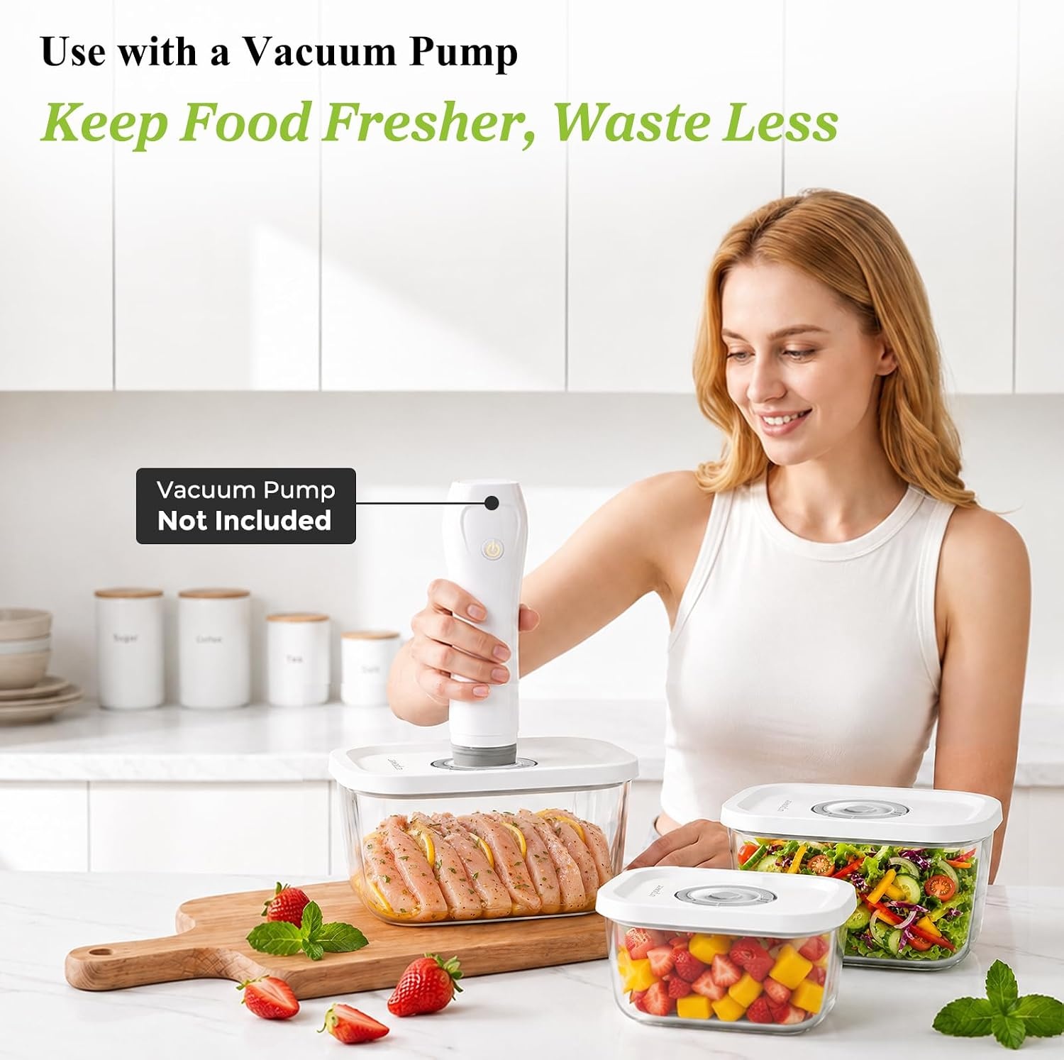 image:imageURPOWER Glass Vacuum Seal Containers for Food Storage 3PCS SetSML with Lids Airtight Food Storage Containers Stackable Vacuum Containers for Leftovers Meal Prep Fridge Freezer amp Pantry