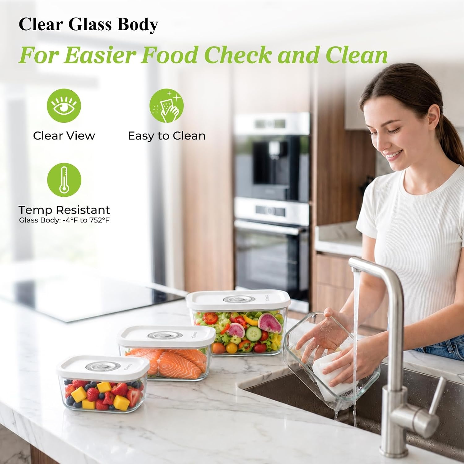 image:imageURPOWER Glass Vacuum Seal Containers for Food Storage 3PCS SetSML with Lids Airtight Food Storage Containers Stackable Vacuum Containers for Leftovers Meal Prep Fridge Freezer amp Pantry