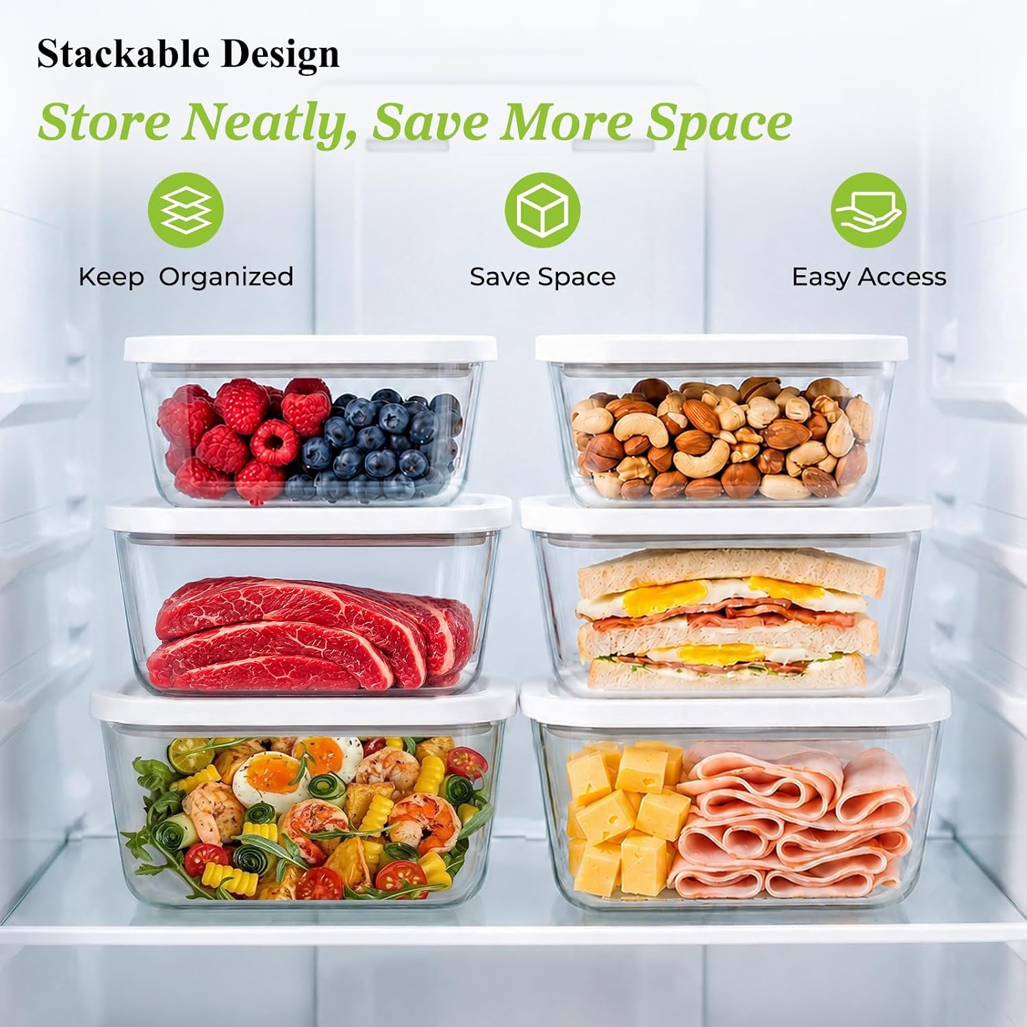 image:imageURPOWER Glass Vacuum Seal Containers for Food Storage 3PCS SetSML with Lids Airtight Food Storage Containers Stackable Vacuum Containers for Leftovers Meal Prep Fridge Freezer amp Pantry