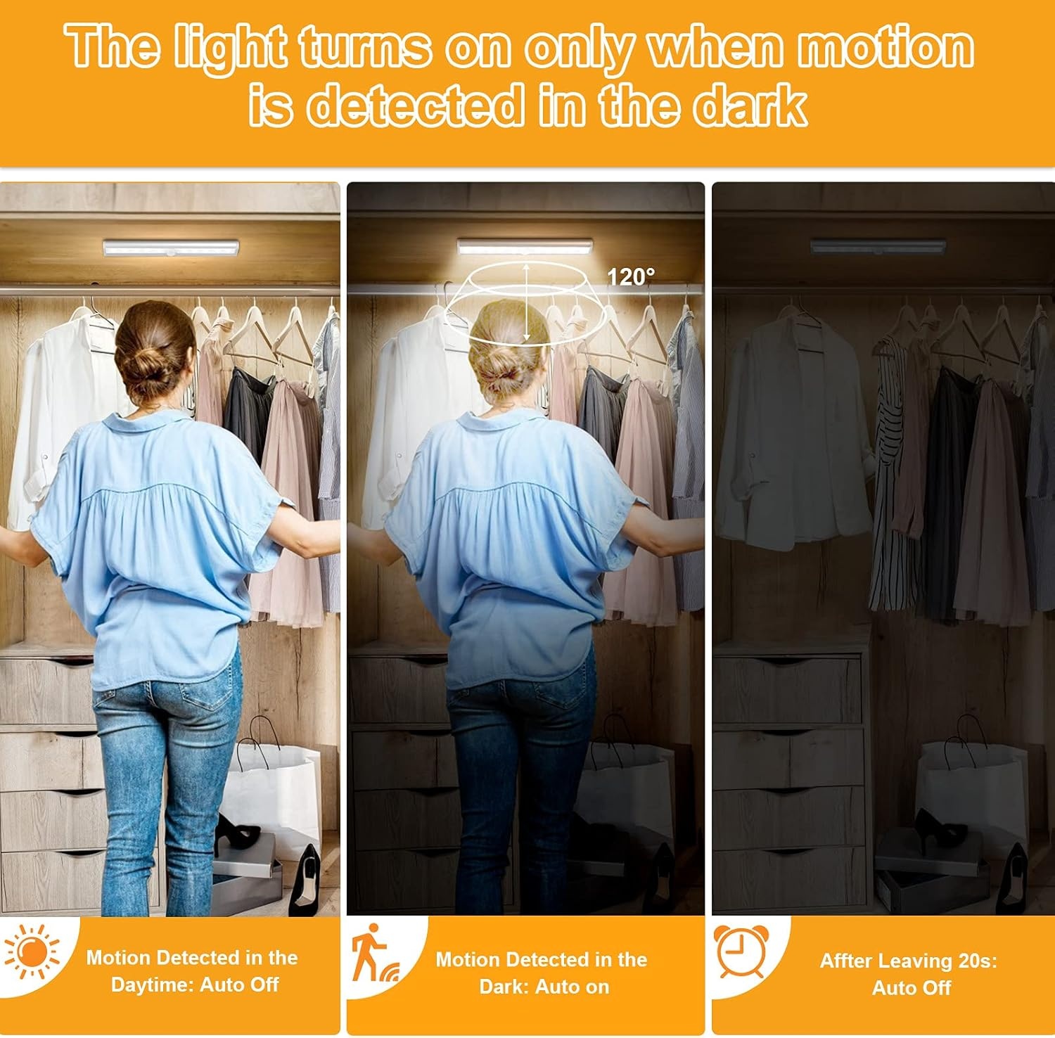 image:imageURPOWER Motion Sensor Light Indoor Motion Sensor Closet Lights Battery Operated Magnetic Under Cabinet Lights Strip Wireless Stick Up Night Lights Cool White 2 Pack