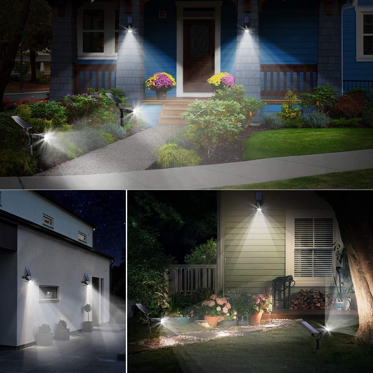 image:imageURPOWER Solar Lights Outdoor 2in1 Waterproof Solar Spotlight Auto OnOff Wall Lights Pathway Lights Landscape Lighting for Yard Garden Pool Cool White 2 PackCool White