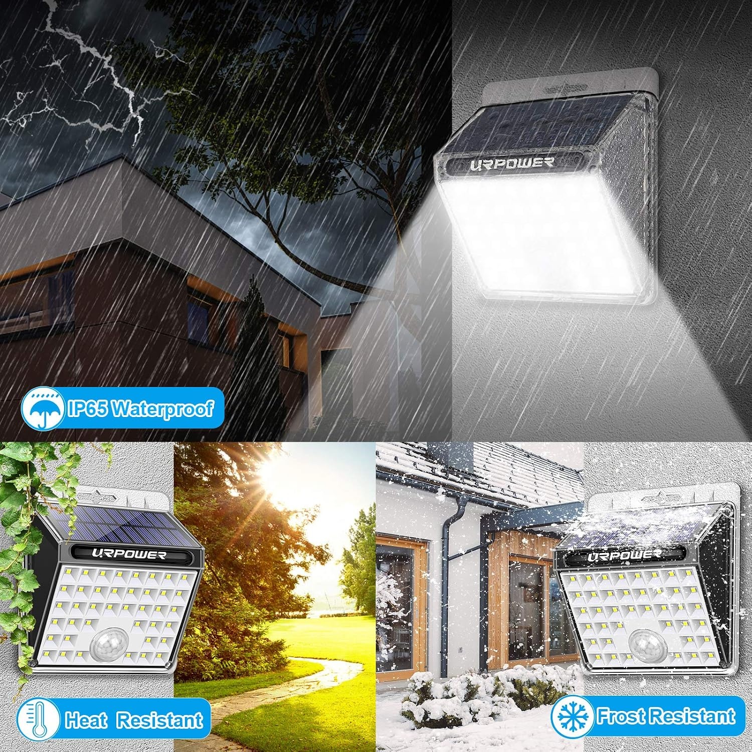 image:imageURPOWER Solar Lights Outdoor 40 LED Motion Sensor Security Lights Solar Flood Lights Waterproof Solar Powered Outdoor Lights for Backyard Fence Deck Patio Garage 4 PackMedium