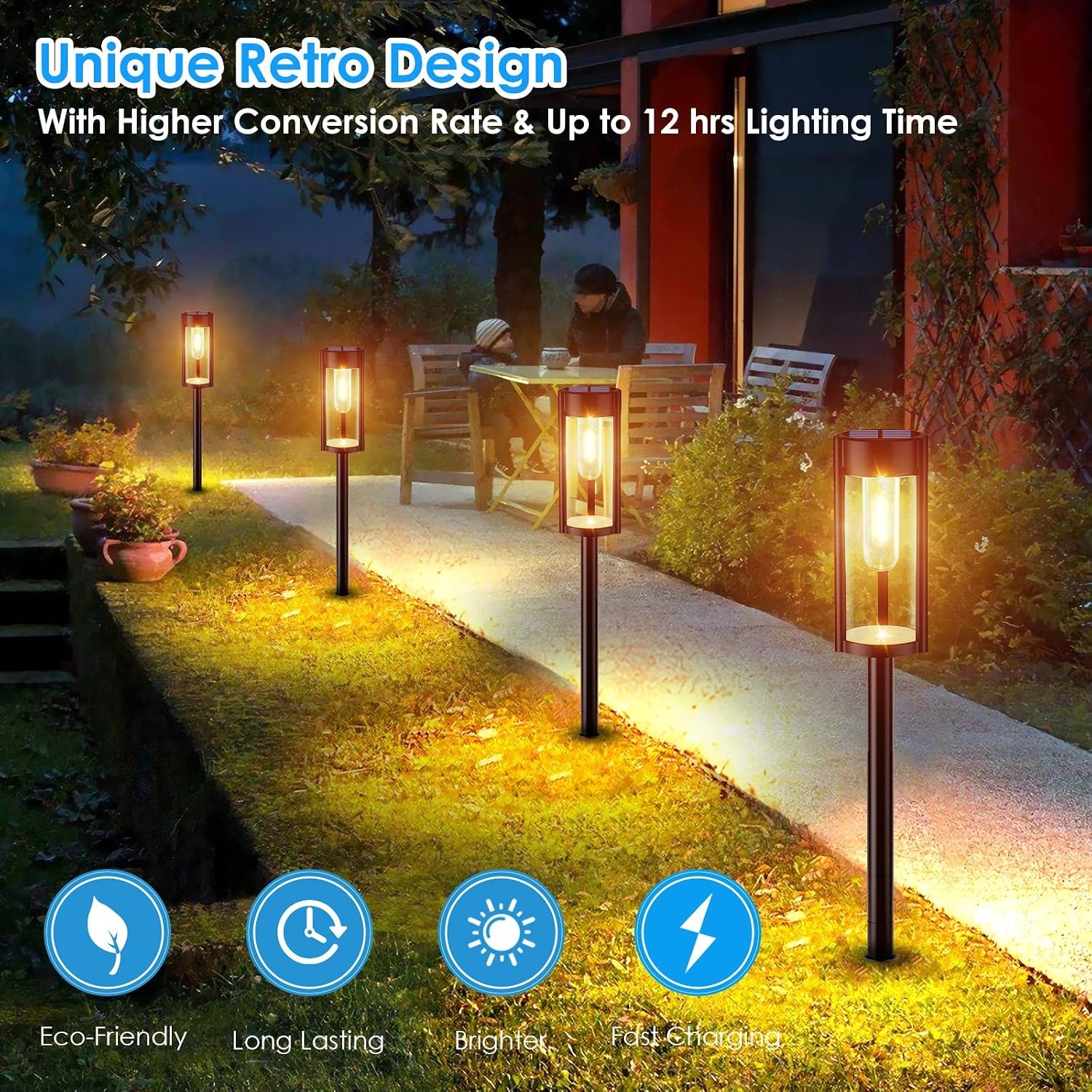 image:imageURPOWER Solar Pathway Lights 6 Pack IP65 Waterproof Outdoor Decorative Garden Lights Auto OnOff Solar Powered Landscape Path Lighting for Driveway Walkway Yard Lawn Patio Decor