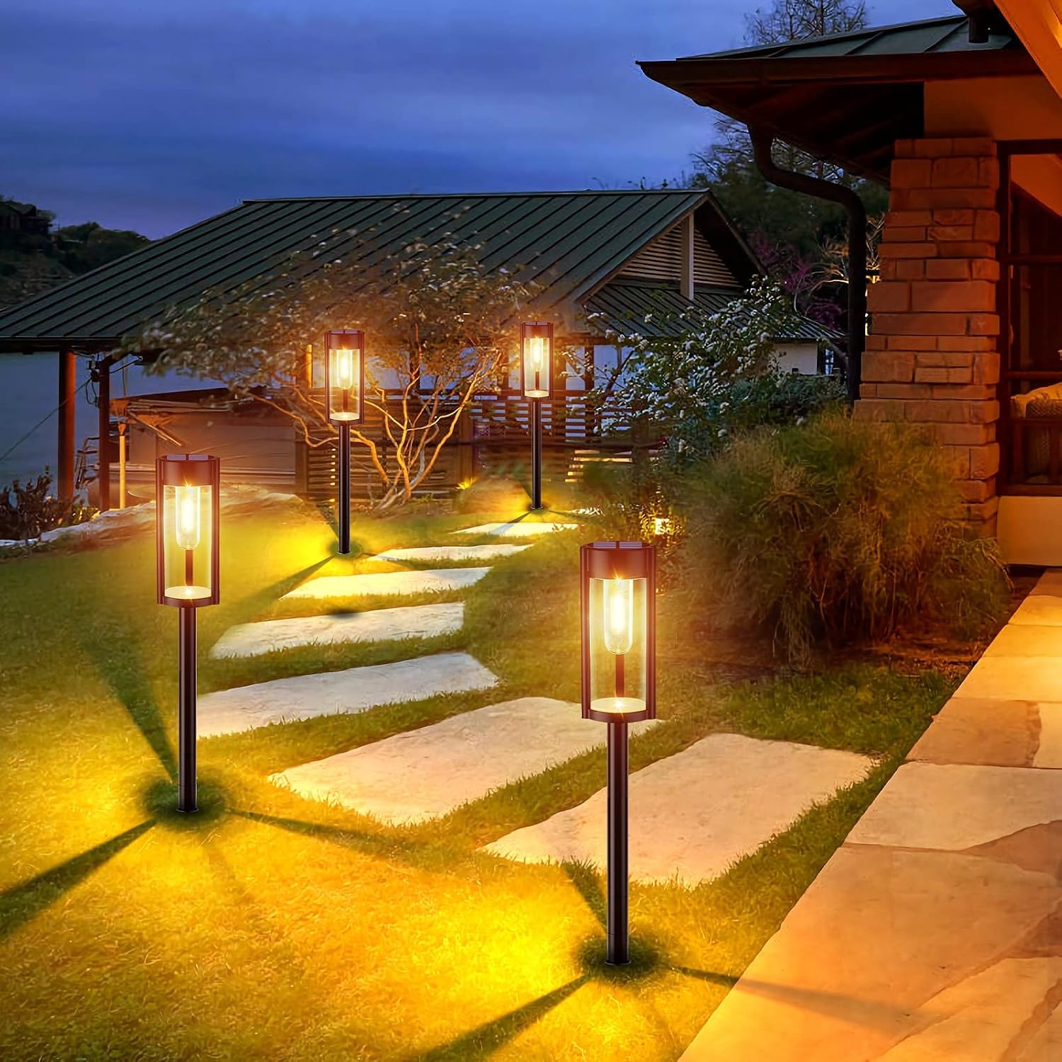 image:imageURPOWER Solar Pathway Lights 6 Pack IP65 Waterproof Outdoor Decorative Garden Lights Auto OnOff Solar Powered Landscape Path Lighting for Driveway Walkway Yard Lawn Patio Decor