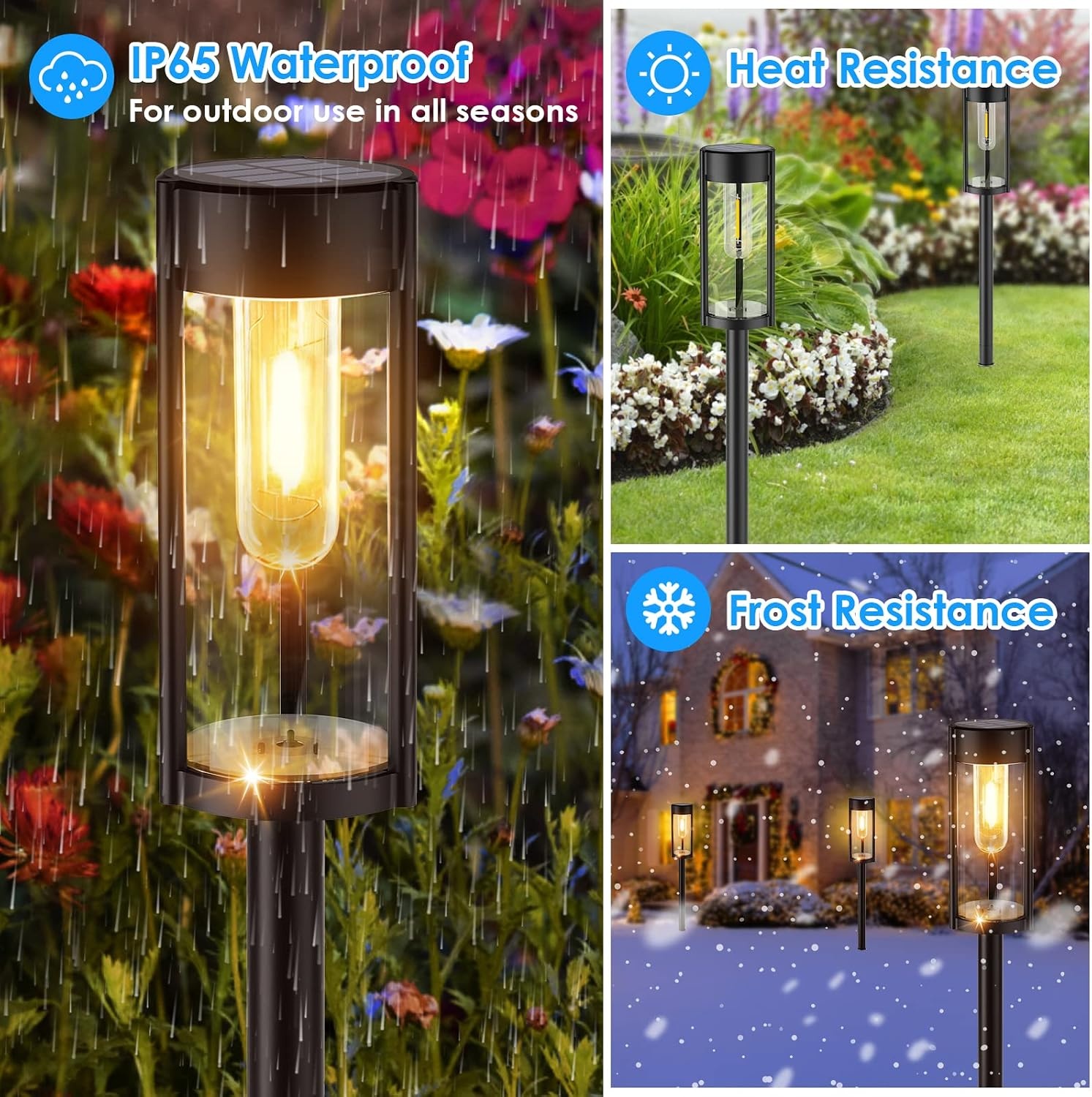 image:imageURPOWER Solar Pathway Lights 6 Pack IP65 Waterproof Outdoor Decorative Garden Lights Auto OnOff Solar Powered Landscape Path Lighting for Driveway Walkway Yard Lawn Patio Decor