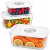 URPOWER Glass Vacuum Seal Containers for Food Storage, 3PCS Set(S,M,L) with Lids, Airtight Food Storage Containers, Stackable Vacuum Containers for Leftovers, Meal Prep, Fridge, Freezer & Pantry