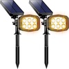 URPOWER Solar Lights Outdoor 2-in-1 Waterproof Solar Spotlight Auto On/Off Wall Lights Pathway Lights Landscape Lighting for Yard Garden Pool – Cool White (2 Pack)(Warm White)