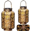 URPOWER Solar Lights Outdoor Metal Solar Lantern Outdoor Hanging Retro Decorative Lanterns with Durable Handle Solar Powered Waterproof LED Table Lanterns Lighting for Yard Tree Fence Patio , 2 Pack
