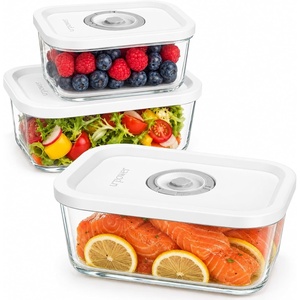 URPOWER Glass Vacuum Seal Containers for Food Storage, 3PCS Set(S,M,L) with Lids, Airtight Food Storage Containers, Stackable Vacuum Containers for Leftovers, Meal Prep, Fridge, Freezer & Pantry