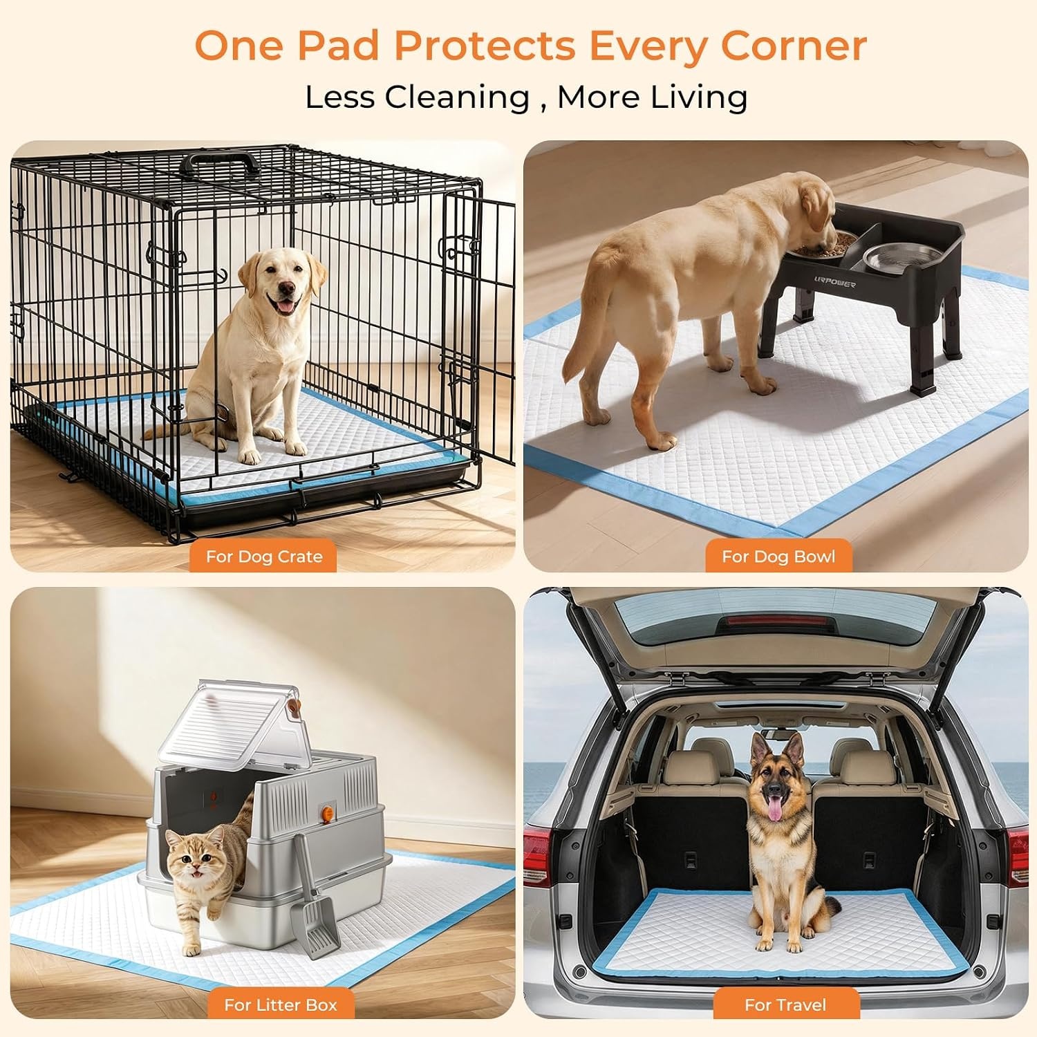 image:imageURPOWER Extra Large Dog Pee Pads 36x 36 40 Count 4XL Super Absorbent Puppy Pads Disposable Potty Training Pads for Dogs amp Cats LeakProof Pet Pee Pads for Crate Sofa4XL 36 x 36