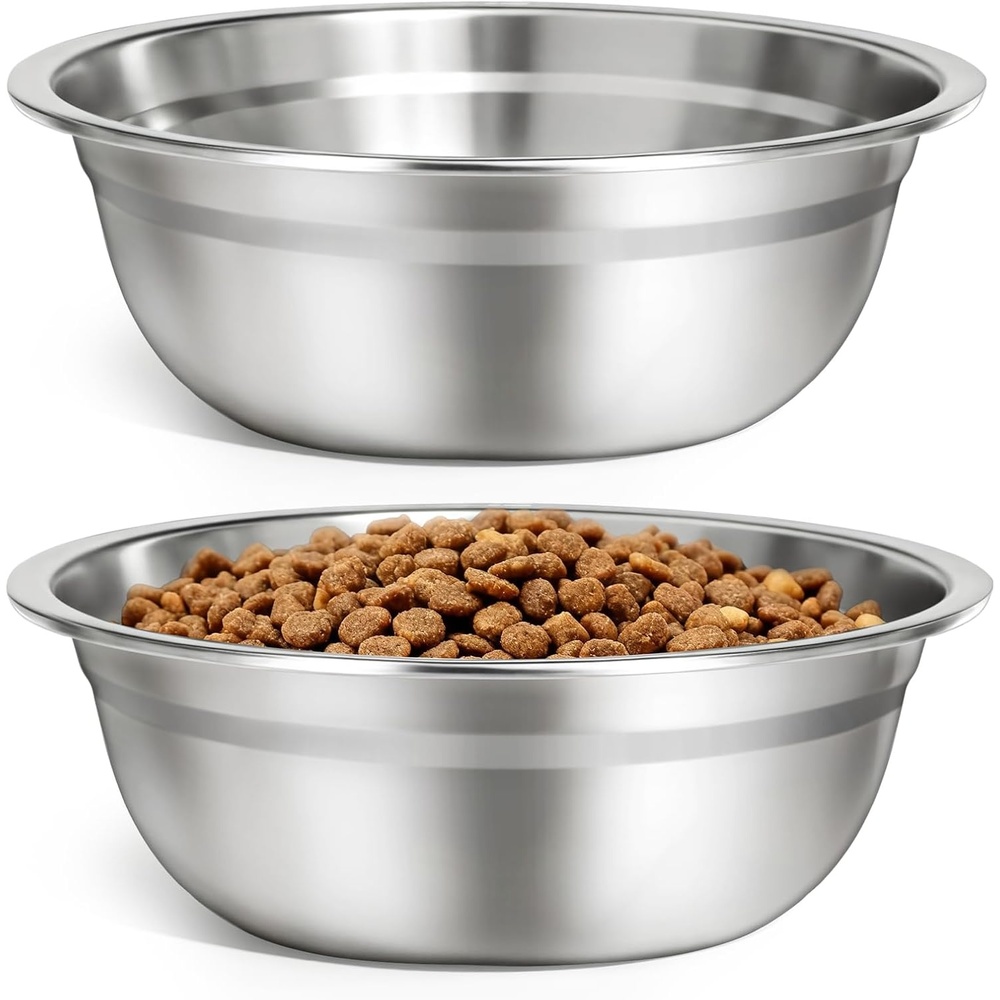 image:imageURPOWER 2 Pack 8 Stainless Steel Dog Bowls 50oz Thickened Durable Pet Bowls for Food and Water Fit for Elevated Dog Bowl Stand2 Pack