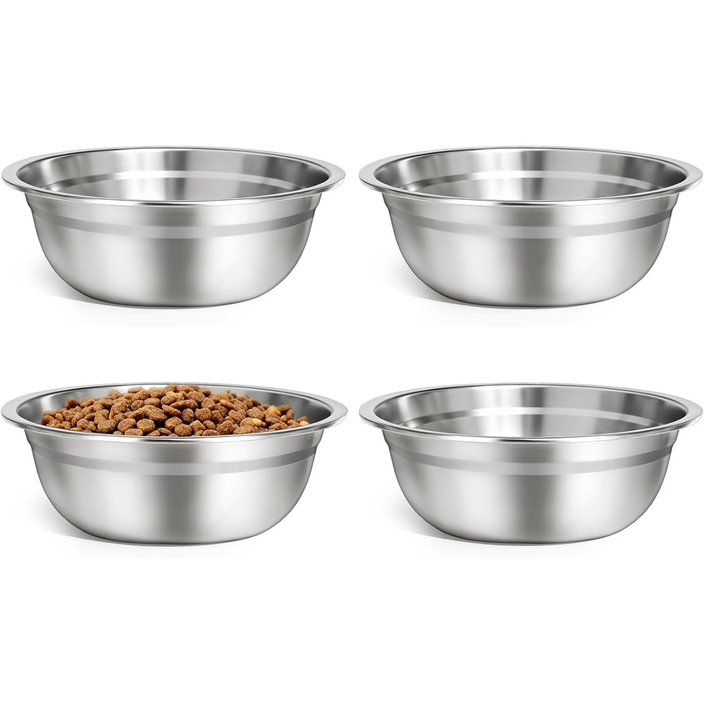 image:imageURPOWER 2 Pack 8 Stainless Steel Dog Bowls 50oz Thickened Durable Pet Bowls for Food and Water Fit for Elevated Dog Bowl Stand4 Pack