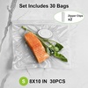 URPOWER Vacuum Sealer Bags for Food 30 PCS with 2 Clips – 8″ x10” Reusable Vacuum Seal Bags Food Storage Vacuum Bags for Sous Vide Freezer Microwave