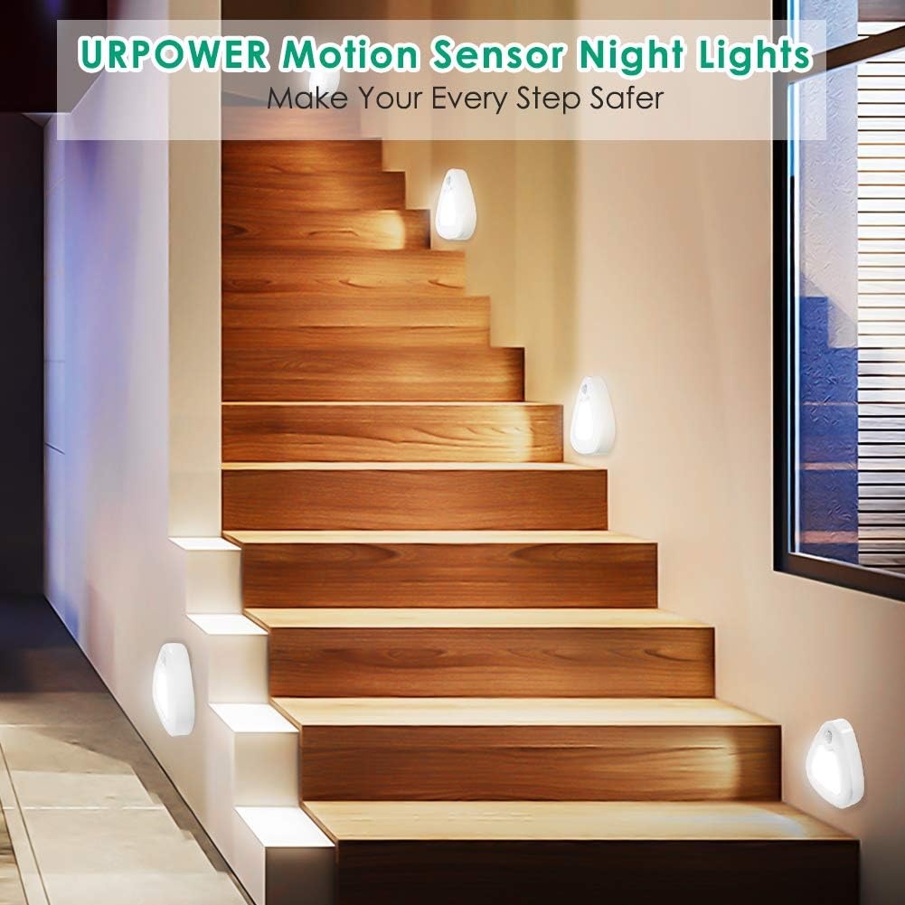 image:imageURPOWER Motion Sensor Light Indoor 60LM LED Closet Lights Battery Operated UnderCabinet Lighting StickAnywhere Wireless Safe Night Lights for Hallway Stairs Entrance 3 Pack Cool White