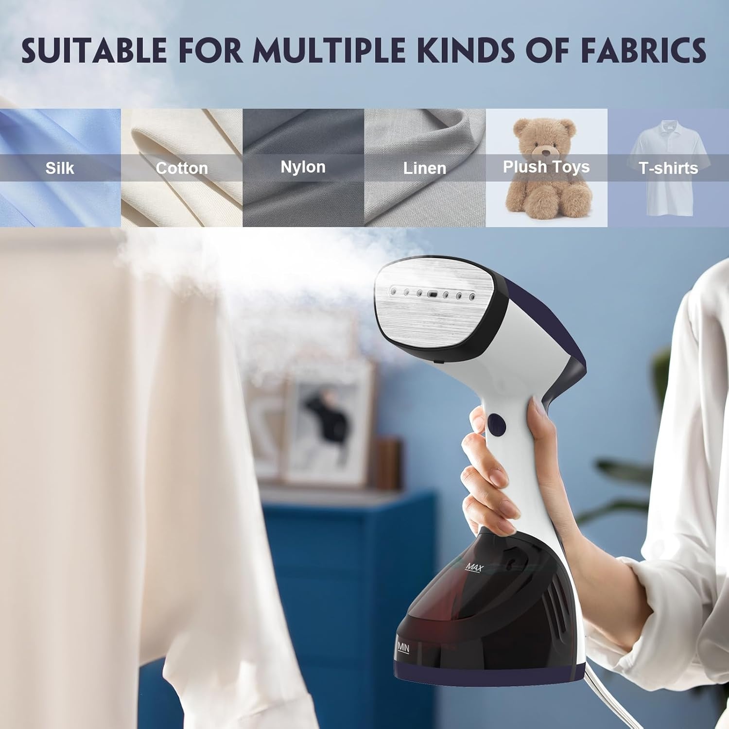 image:imageURPOWER 300mL Handheld Clothes Steamer 15s Fast HeatUp Steamer for Clothes 1500W Powerful Steamer with Detachable Tank amp Stainless Steel Soleplate for Wrinkle Removal at Home Office and Travel