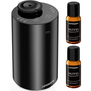 URPOWER Waterless Essential Oil Diffuser Cordless Mini Scent Diffuser 20mL | Includes 2 x 20mL Essential Oils, Battery Operated Design, Aluminum Body, Portable Size for Car, Home and Office Use, Silver(Black)