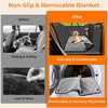 URPOWER Hard Bottom Dog Car Seat Cover, Back Seat Extender with Blanket | 2 in 1 Design, Non-Slip Blanket, 400 lbs Support, 40% More Space, Waterproof, Fits Cars & SUVs, Mesh Window, Easy Care(Black with Grey)