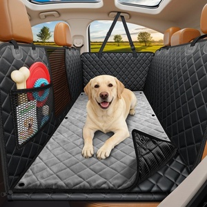 URPOWER Hard Bottom Dog Car Seat Cover, Back Seat Extender with Blanket | 2 in 1 Design, Non-Slip Blanket, 400 lbs Support, 40% More Space, Waterproof, Fits Cars & SUVs, Mesh Window, Easy Care(Black with Grey)