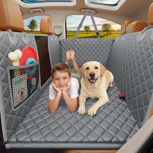 URPOWER Hard Bottom Dog Car Seat Cover, Back Seat Extender with Blanket | 2 in 1 Design, Non-Slip Blanket, 400 lbs Support, 40% More Space, Waterproof, Fits Cars & SUVs, Mesh Window, Easy Care(Grey)