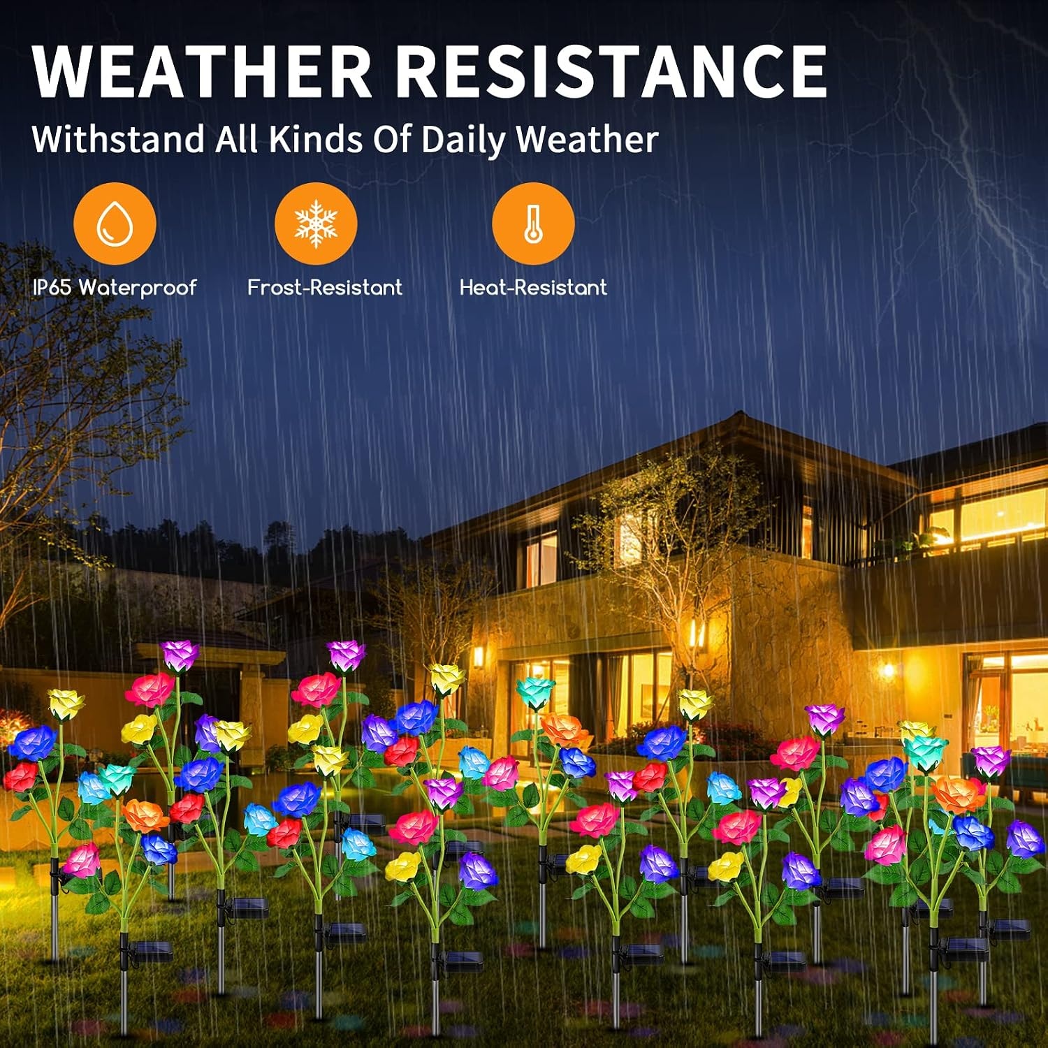 image:imageURPOWER Solar Lights Outdoor 3 Pack Upgraded Realistic Solar Garden Lights Outdoor Waterproof 7Color Changing Rose Solar Flower Lights with Bigger Solar Panel for Patio Garden Yard Decoration